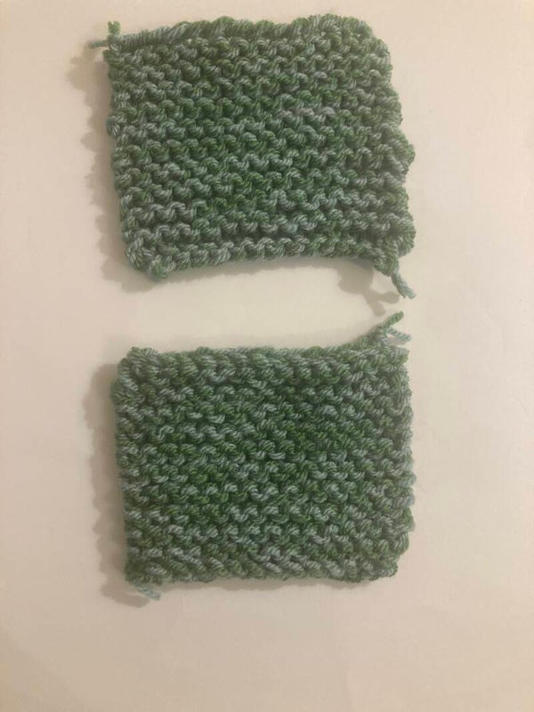 TEA FOR TWO COASTERS Mixed Green Double Yarn Hand Knits