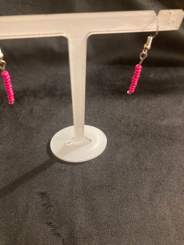 EARRINGS Hot Pink Resin Silver Plated Dangle Earrings 1-2”