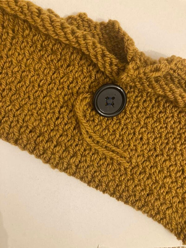 PURSE Ochre Recycled Acrylic Yarn Button Fastening 7.5” By 3.5”