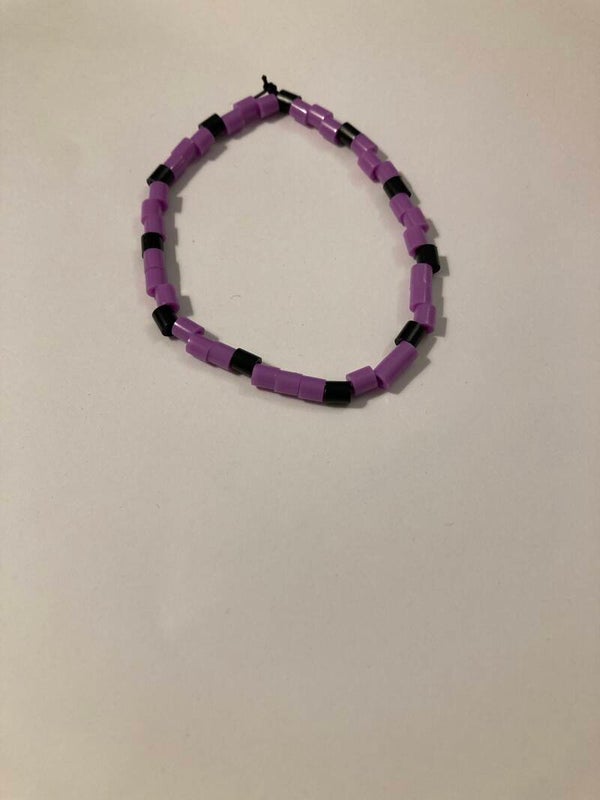 BRACELET Purple And Black Spacer Bead Bracelet Elastic Cord