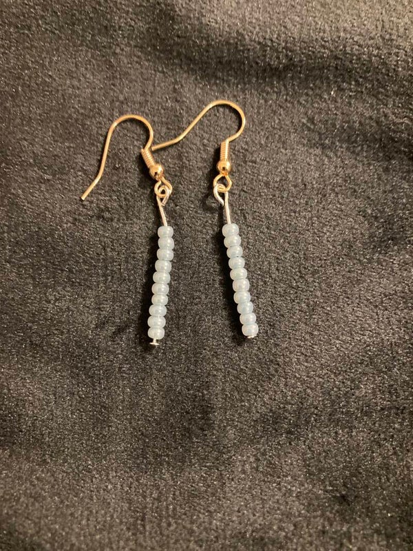 EARRINGS Czech Blue Glass Beads Silver And Gold Plated Findings