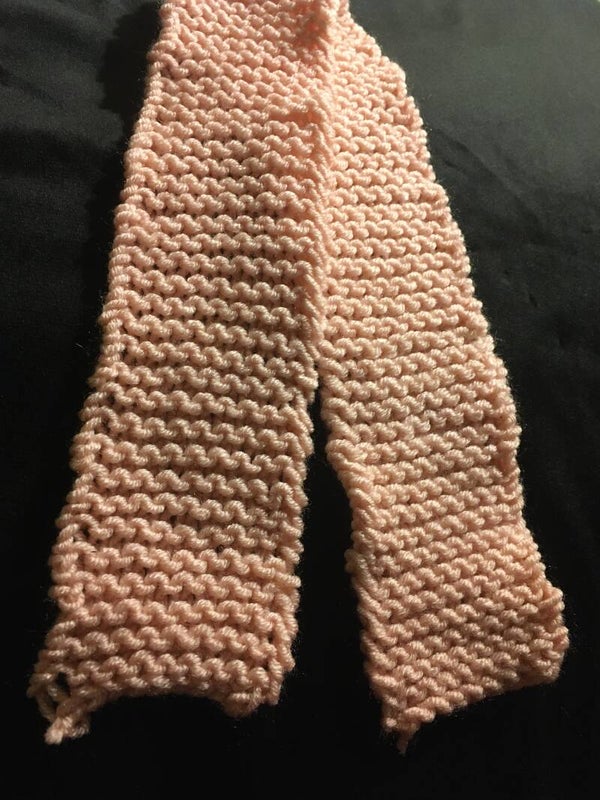 StudioAvai031 Slim SCARF Pink Acrylic Yarn Garter Stitch