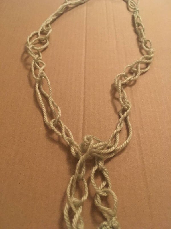 StudioAvai037 Finger Crochet Loop NECKLACE Green 21” Asymmetric Chain