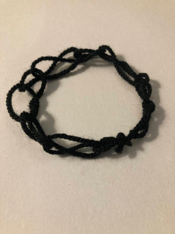 BRACELET Finger Crochet Bracelet Black Acrylic Wool