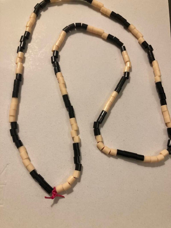 NECKLACE Apricot And Black Spacer Beads On Pink Cord