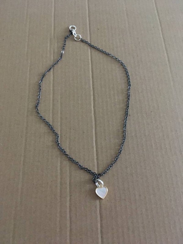 StudioAvai032 Antique Black 18” Chain Silver Plated Clasp Gold plated Heart Pendant NECKLACE