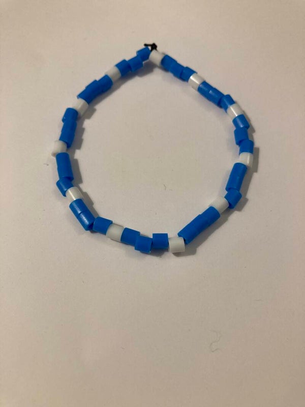 SPACER BEAD ELASTIC BRACELET Blue Azure Abd White