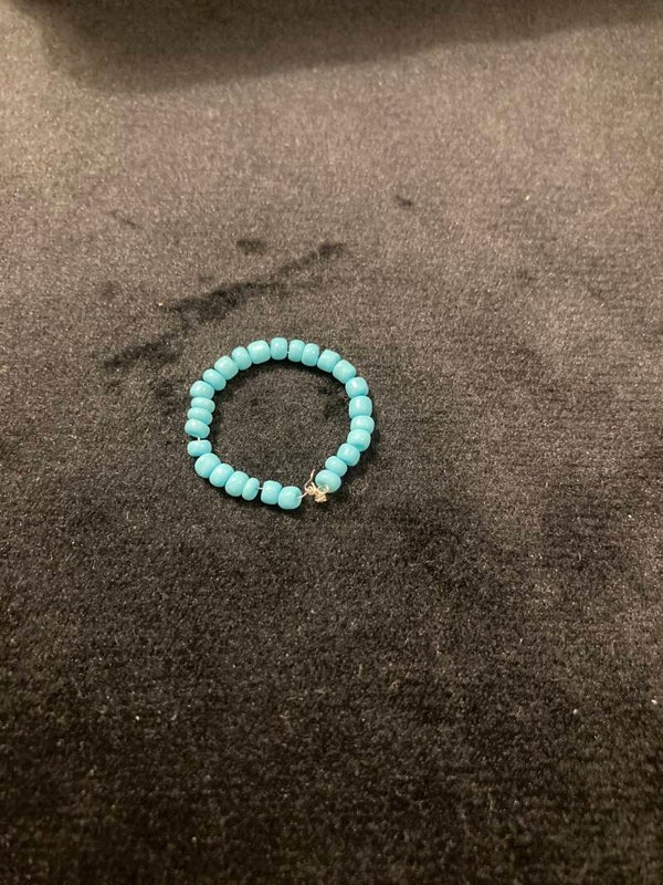 RING Turquoise Resin Beads On Silver Plated Wire