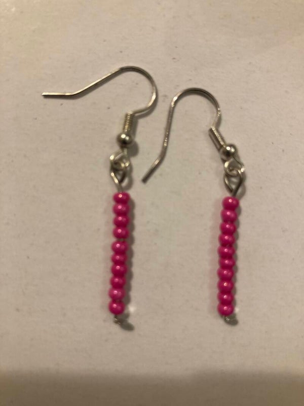 EARRINGS Hot Pink Resin Silver Plated Findings