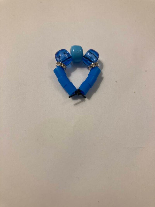 RING Blue Resin And Crystal Size B With Stretch Mixed Blue Resin Beads