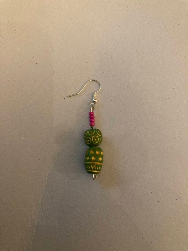 UNI EARRING Wood And Resin Silver Plated Fastenings