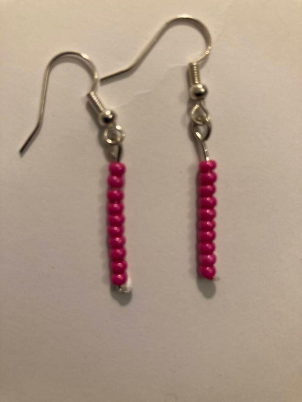 EARRINGS Hot Pink Resin Silver Plated Dangle Earrings 1-2”