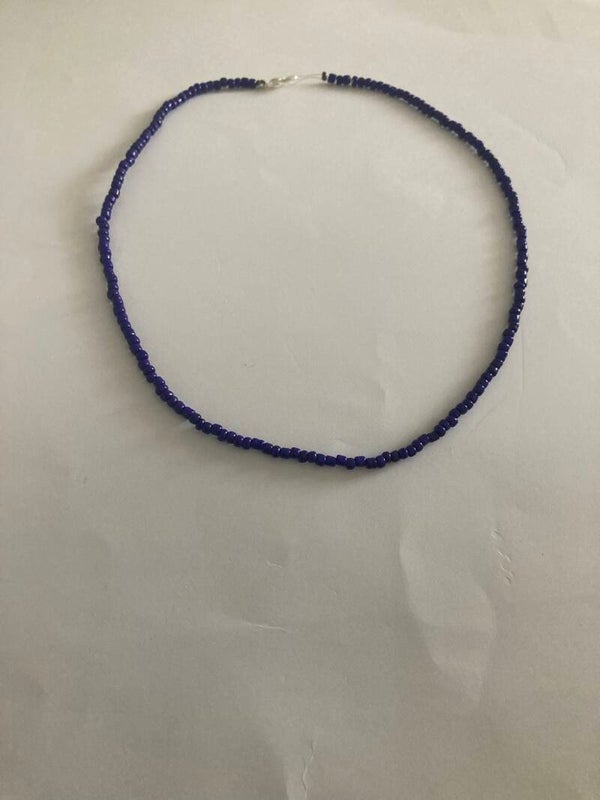 COLLAR NECKLACE Dark Purple With Silver And Copper Findings 14.5” Lobster Clasp