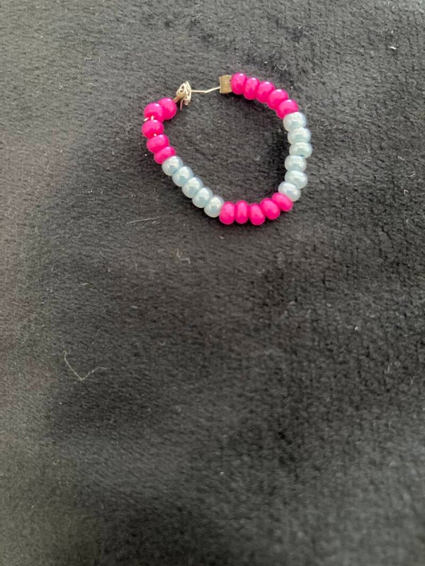 BEADED RING On Silver Plated Copper Wire And Brass Crimps