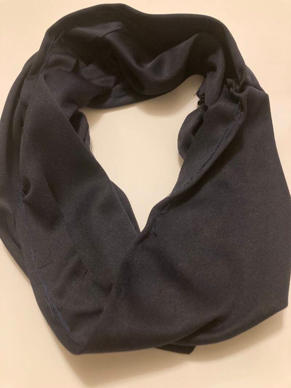 NAVY SILK JERSEY COWL Hand Sewn Width 11” Height 10” Approximately