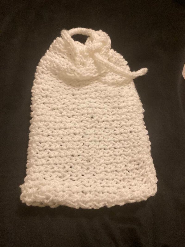 PURSE BAG White Acrylic Drawstring 5” By 8.5”