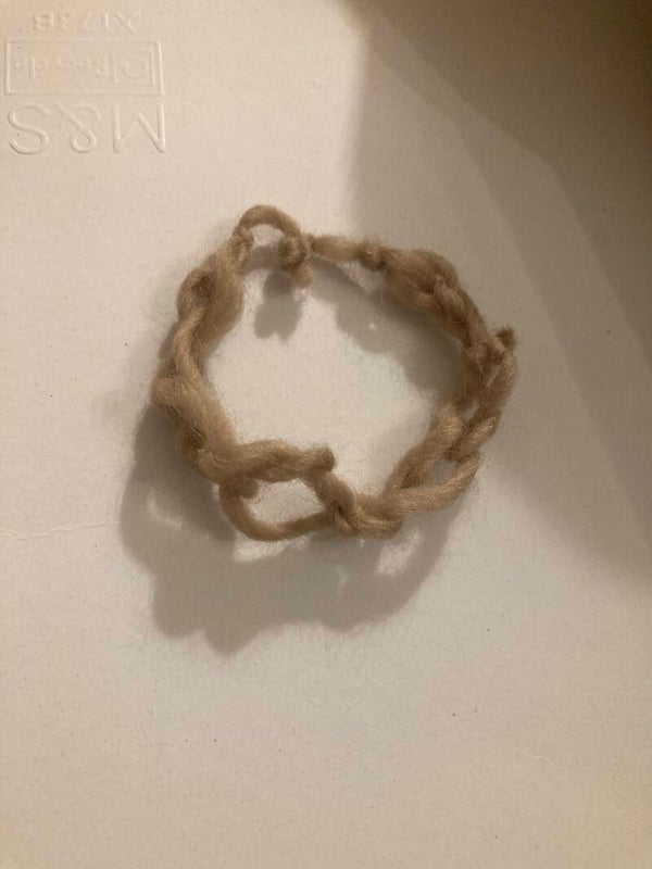 BRACELET Finger Crocheted Chain Unknown Chunky Wool 6” Approx