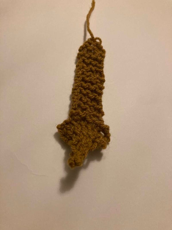 FOX BOOKMARK Ochre Hand Knit Recycled Acrylic Yarn