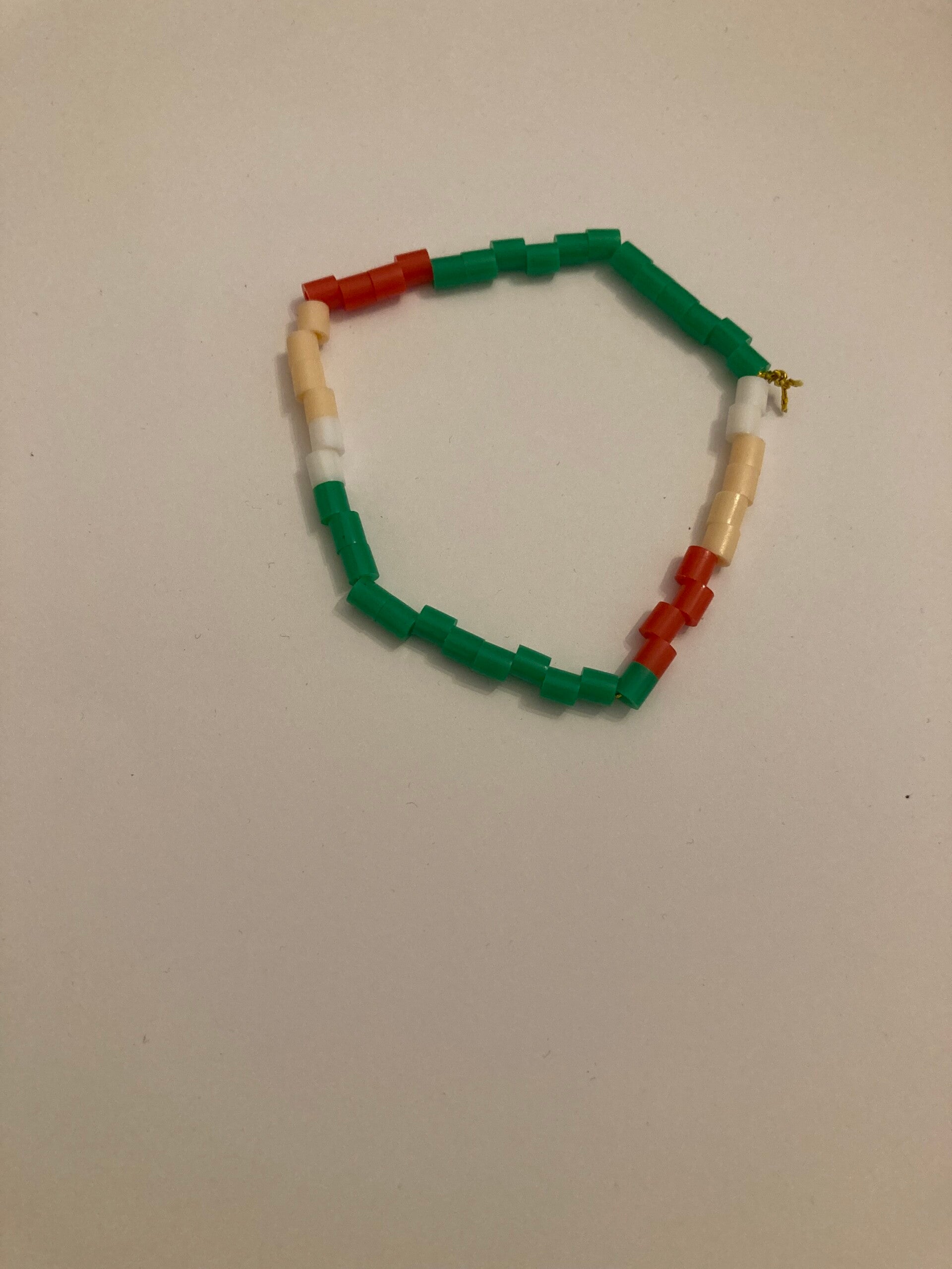 BRACELET Green Red White Nude Ekastic Cord 6-7” Approximately