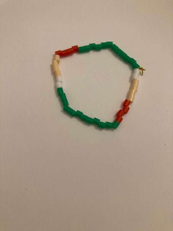 BRACELET Green Red White Nude Ekastic Cord 6-7” Approximately