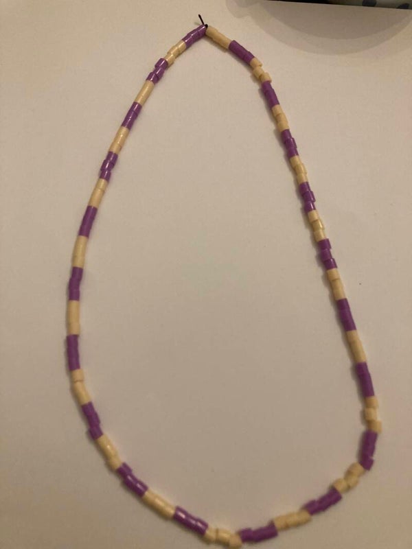 NECKLACE Purple And Apricot Plastic Spacer Beads On Elastic
