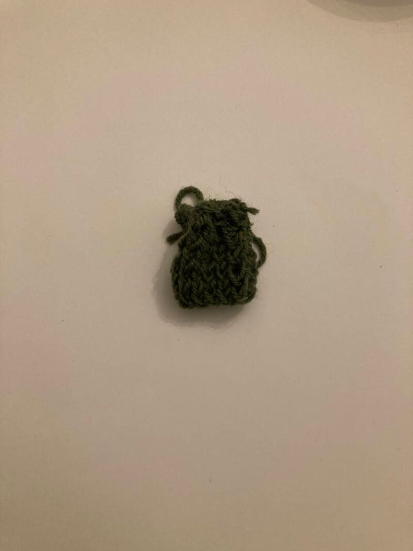 MINIATURE KNIT PURSE Drawstring 1” Yew Real Wool