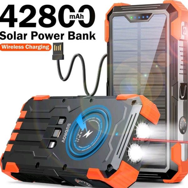 Solar Power Bank Built in 4 Cables 7 outputs
