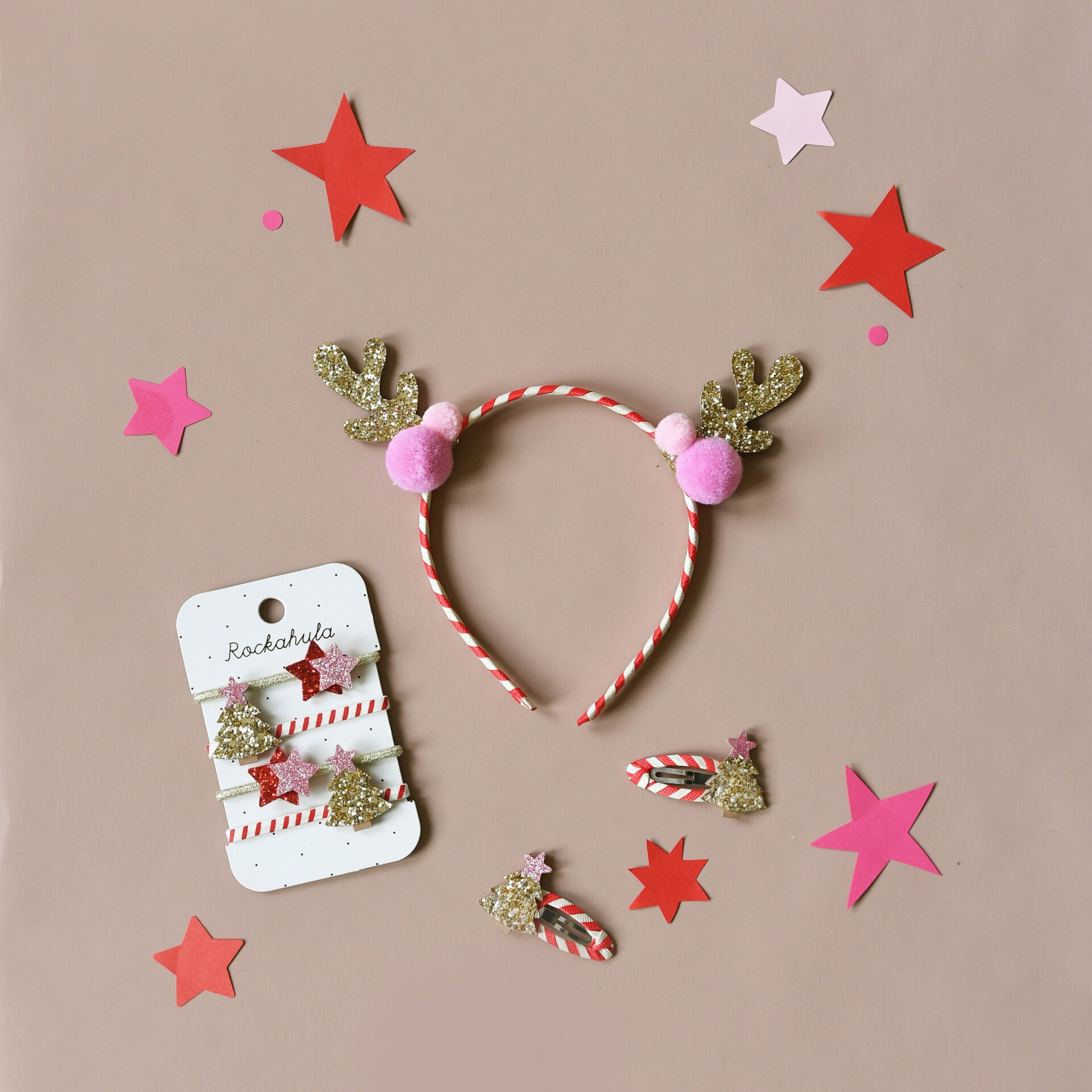 Stripey Reindeer Pompom Hairband