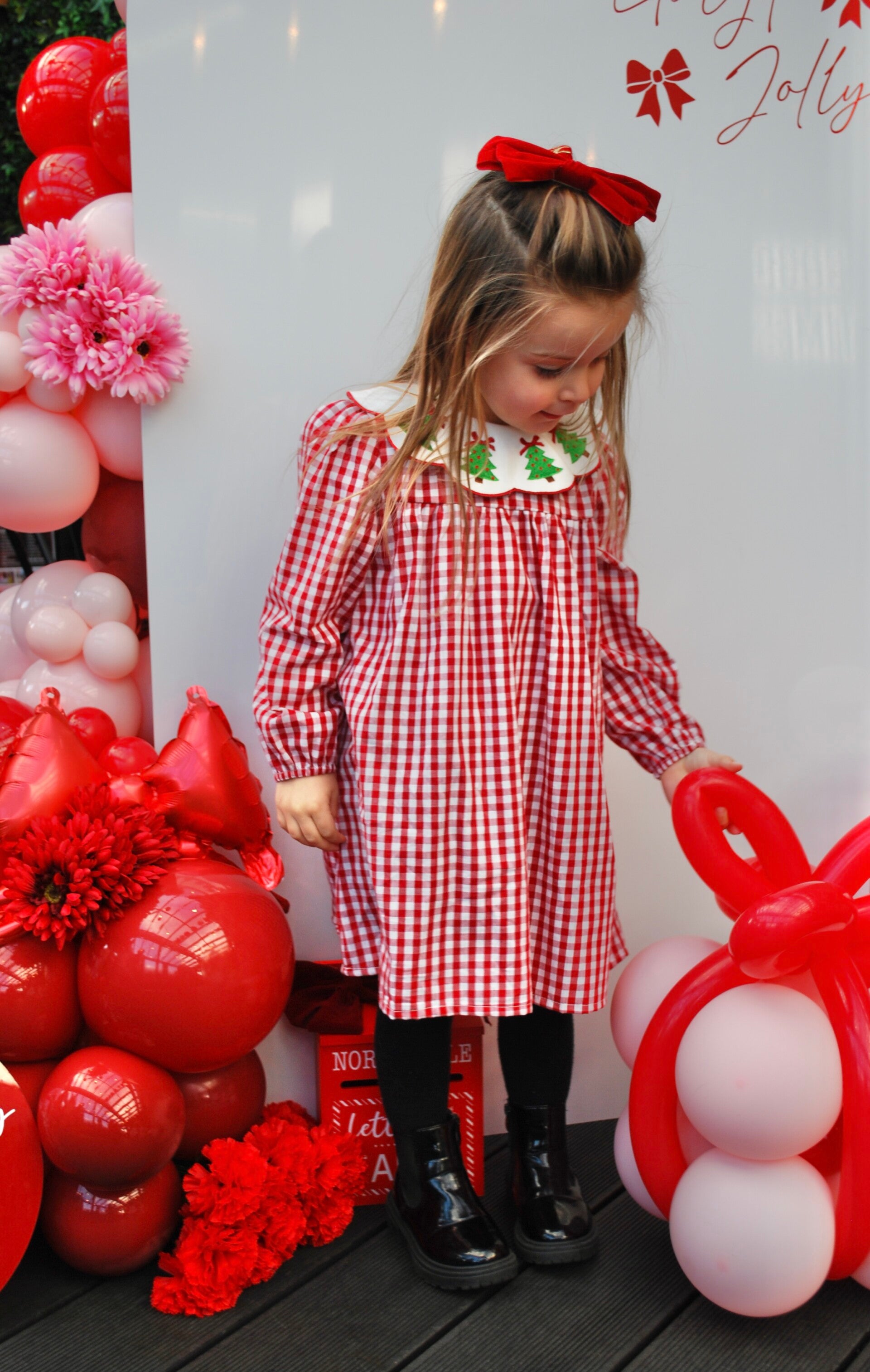 Christmas Embroidered Christmas Tree Plaid Dress