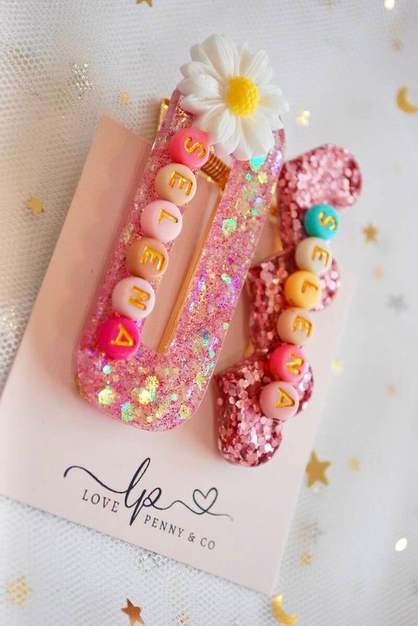 Handmade Glitter Resin Hair Clips