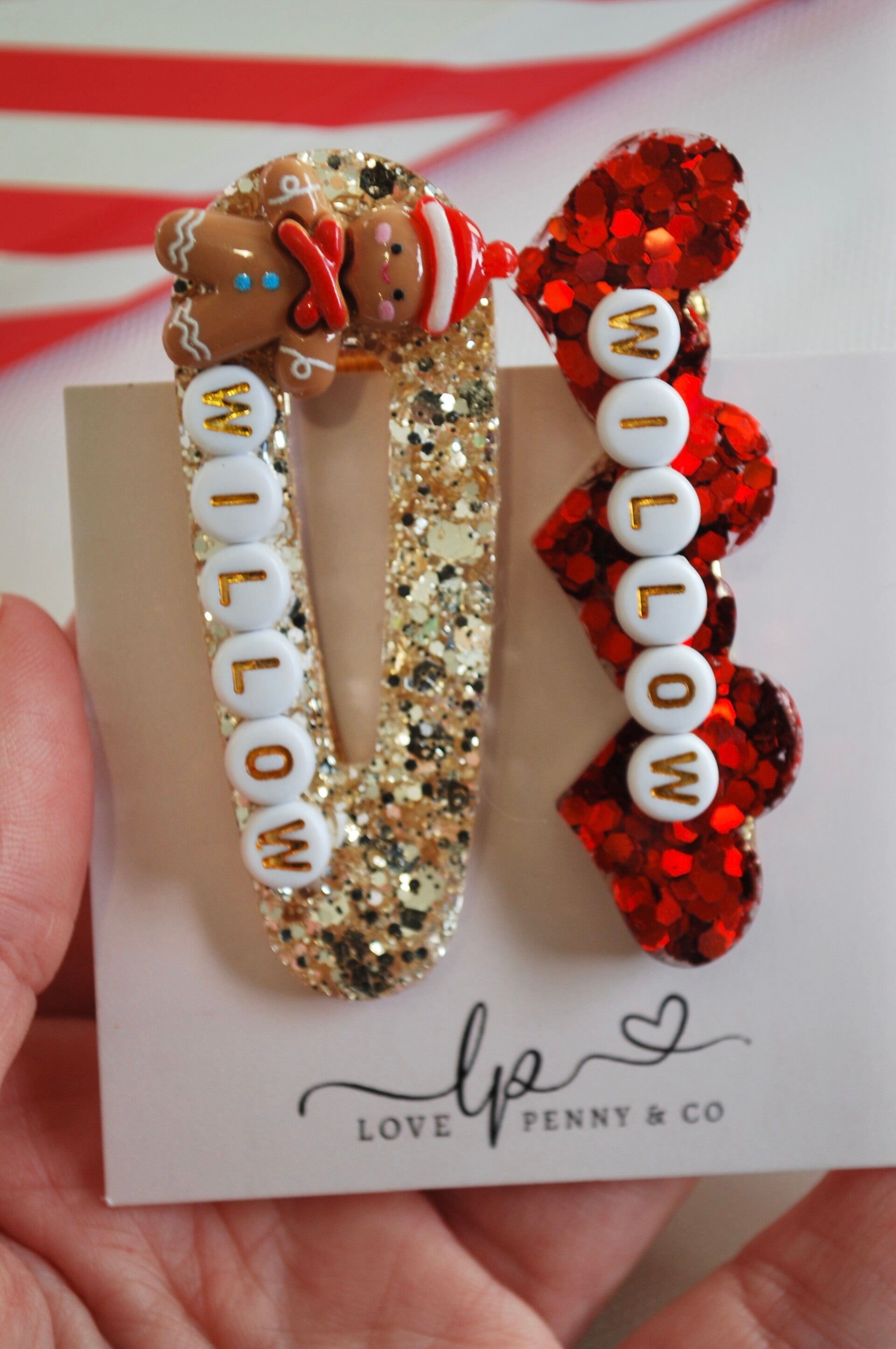 Gingerbreadman Handmade Resin Hair Clips