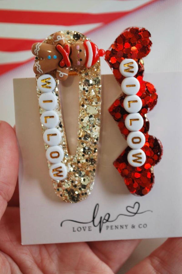 Gingerbreadman Handmade Resin Hair Clips