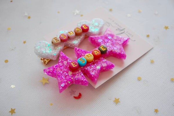Handmade Glitter Resin Hair Clips