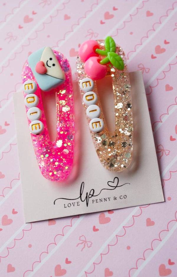 Cherry Love Handmade Personalised Resin Clips