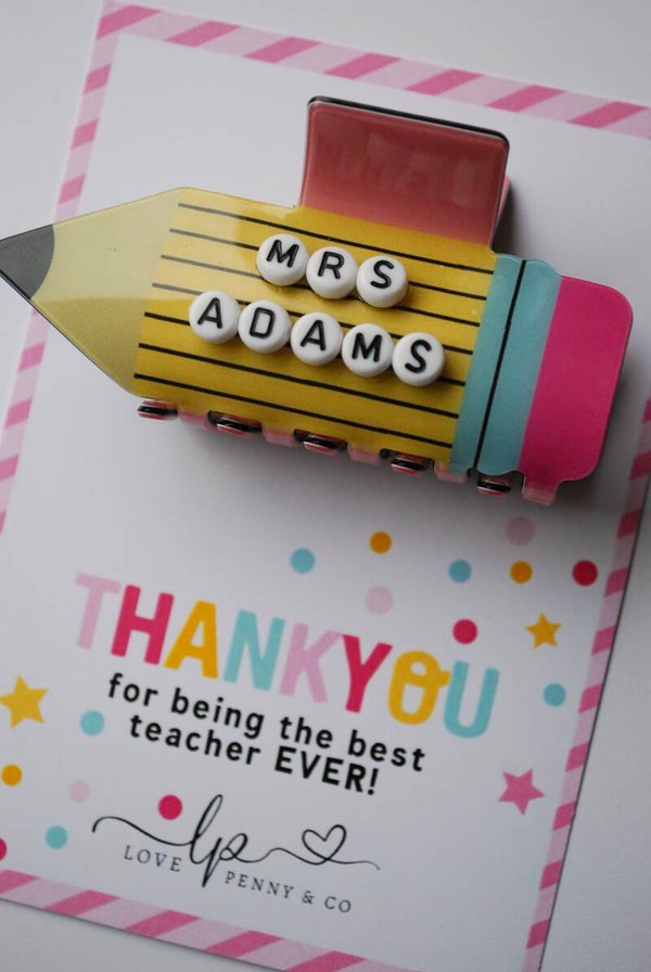 Personalised teacher claw clip
