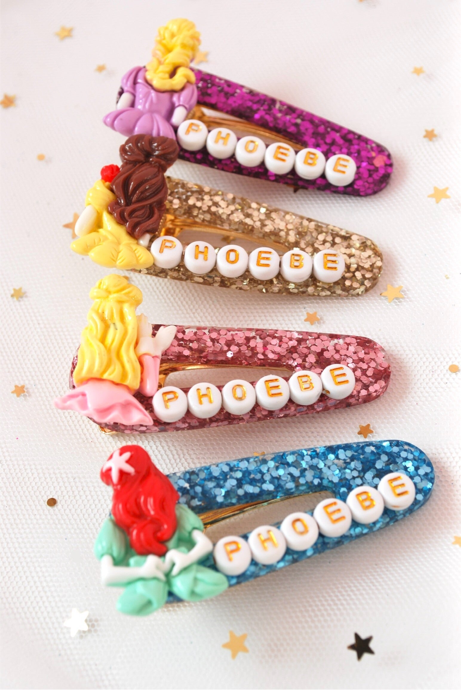 Handmade Princess Glitter Resin Clips