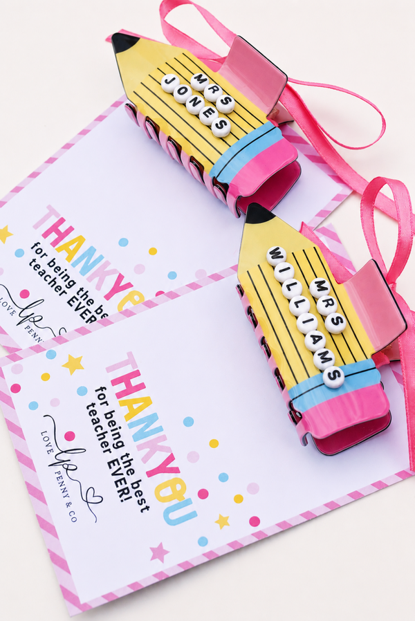 Personalised teacher claw clip