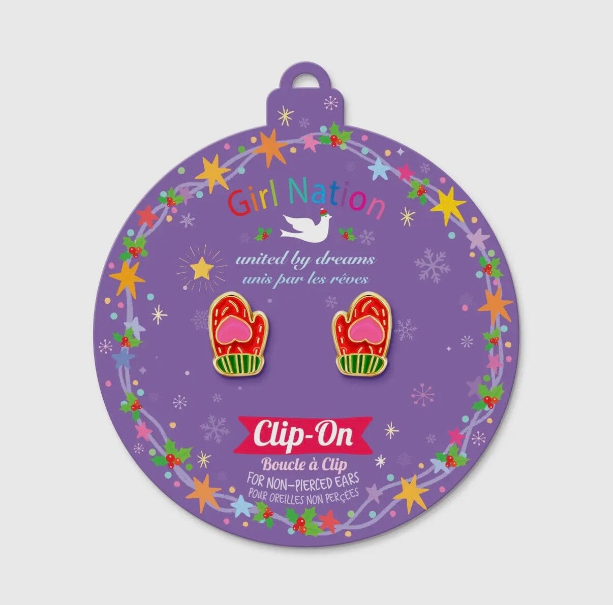 Girl Nation Clip On Christmas Earrings