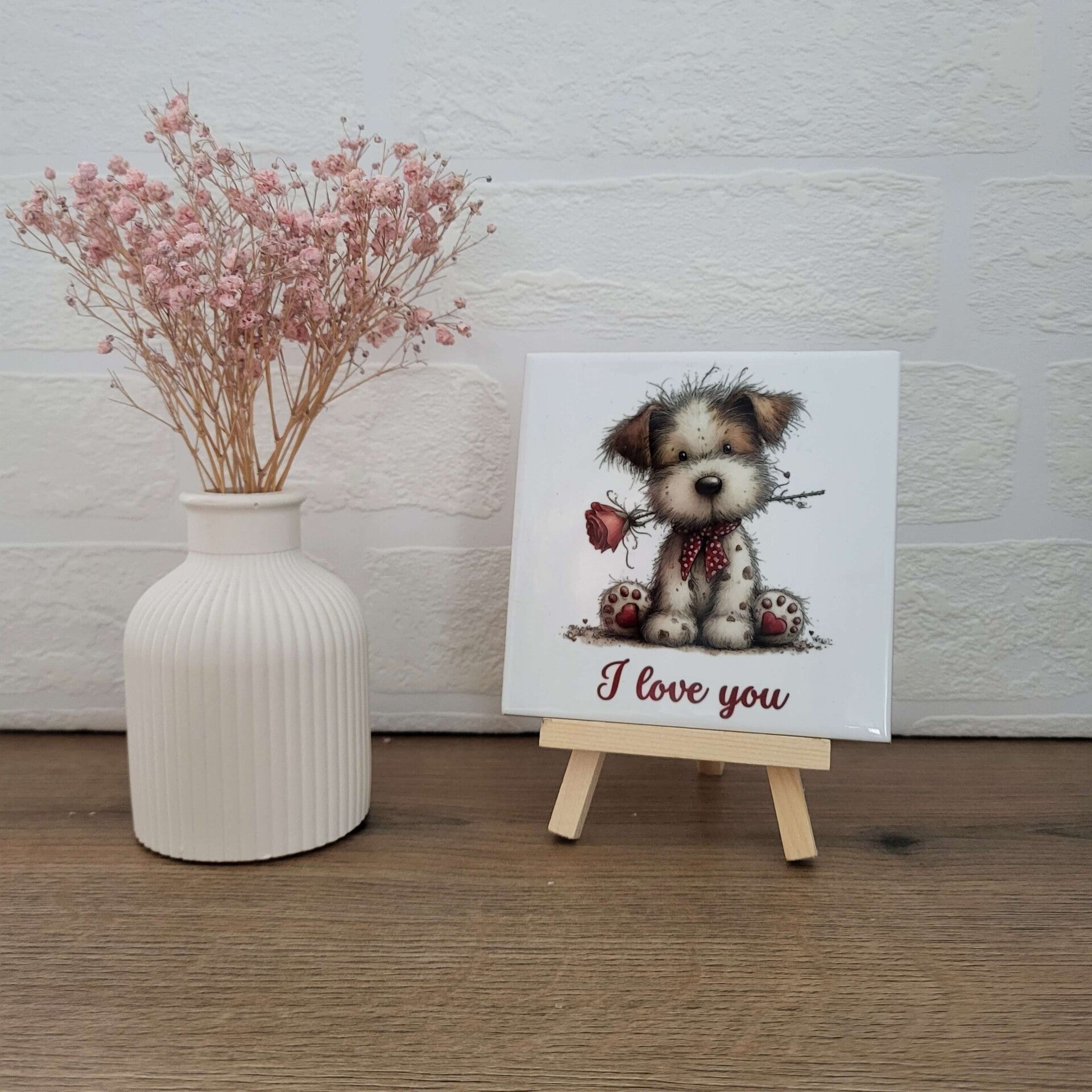 Liefde op 4 pootjes 10,5 x 10,5 cm.