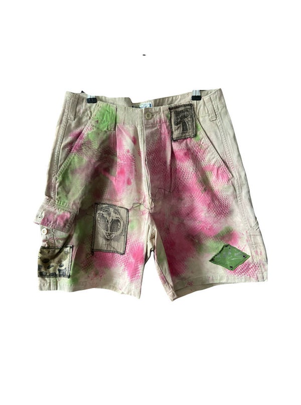 short gabardine x handmade patches