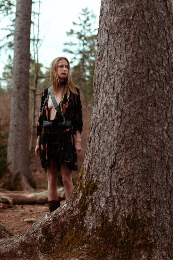 bleached oversized dress x black