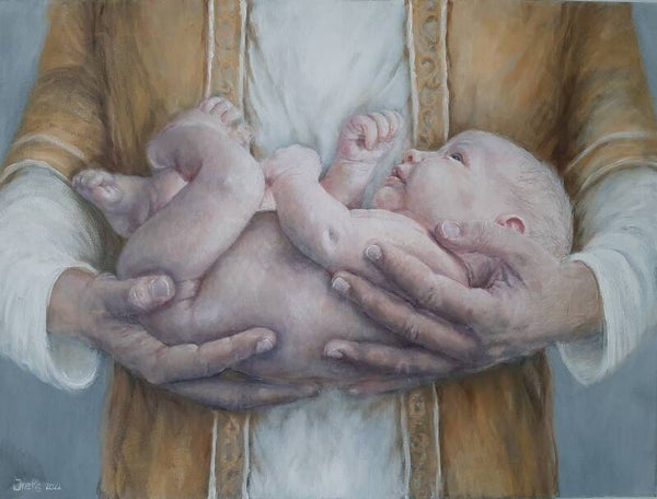 'In Jezus armen'  reproductie 60x80cm