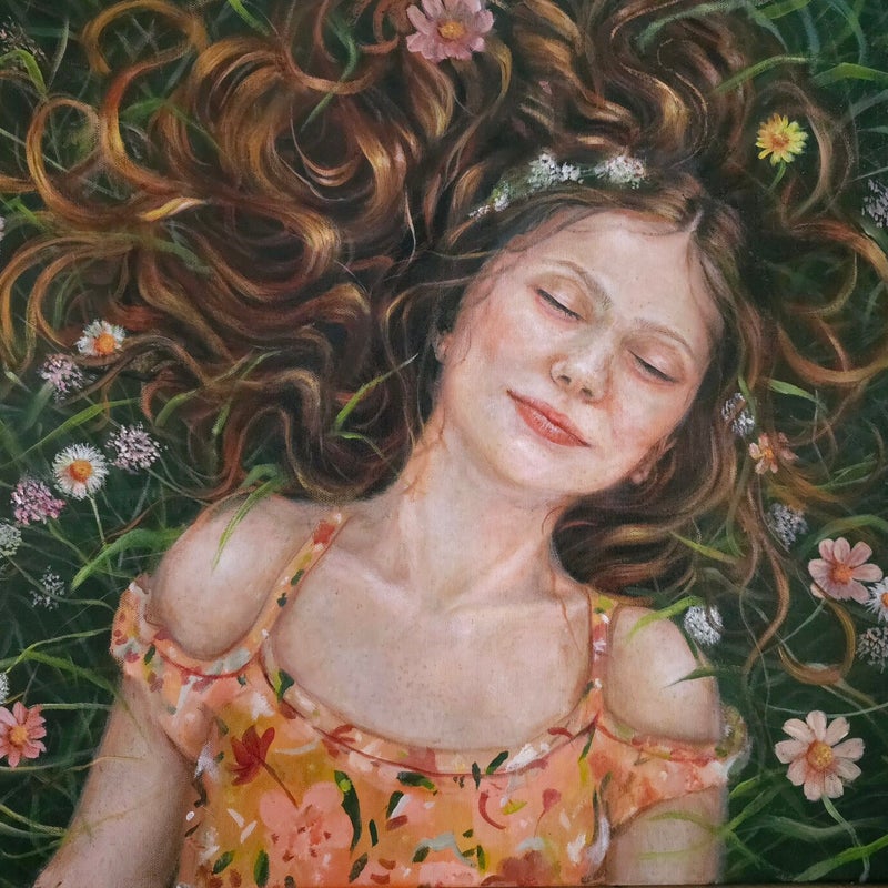 'Hij doet mij nederliggen in grazige weiden'  50x70cm