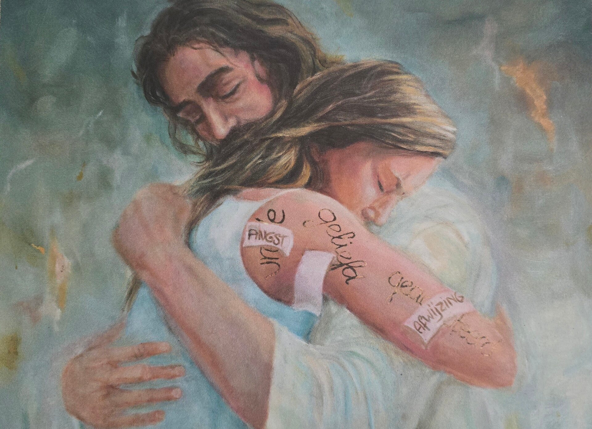 'Meisje in Jezus armen''