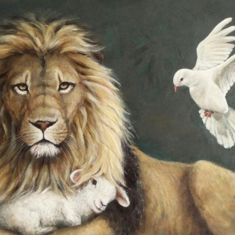 'Leeuw, lam, duif'