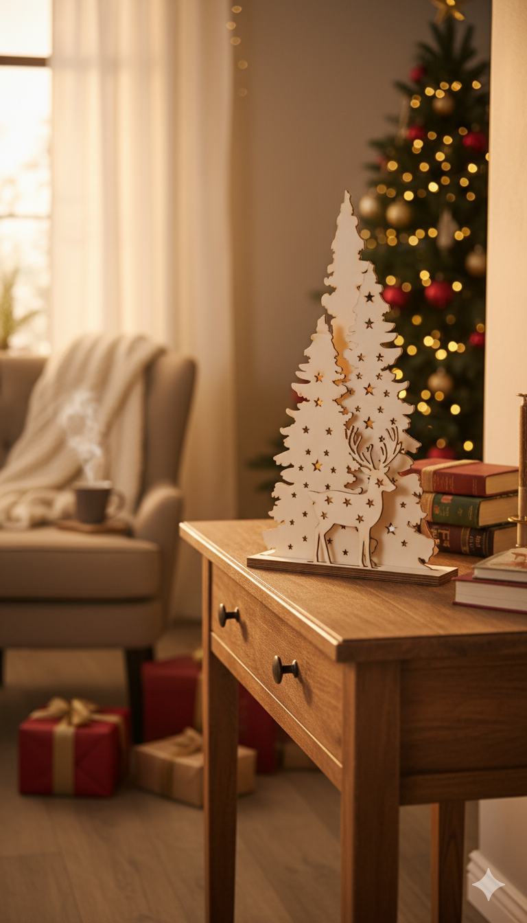 Tannenbäume mit Hirsch