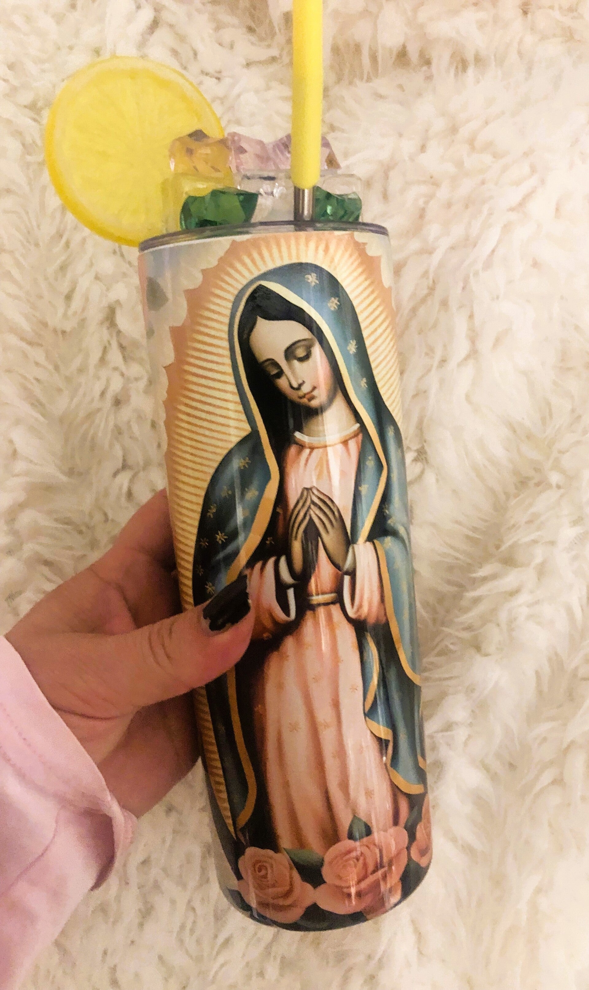 Virgen de Guadalupe Vaso ( lemon loco lid or bow loco lid option)