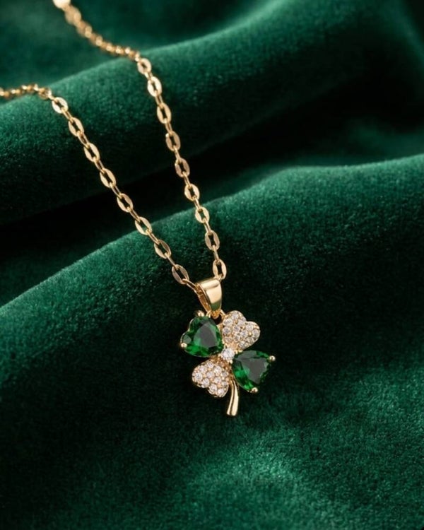 Emerald Lucky Clover Ketting