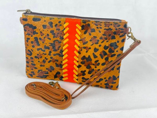 leather animal print clutch Bag
