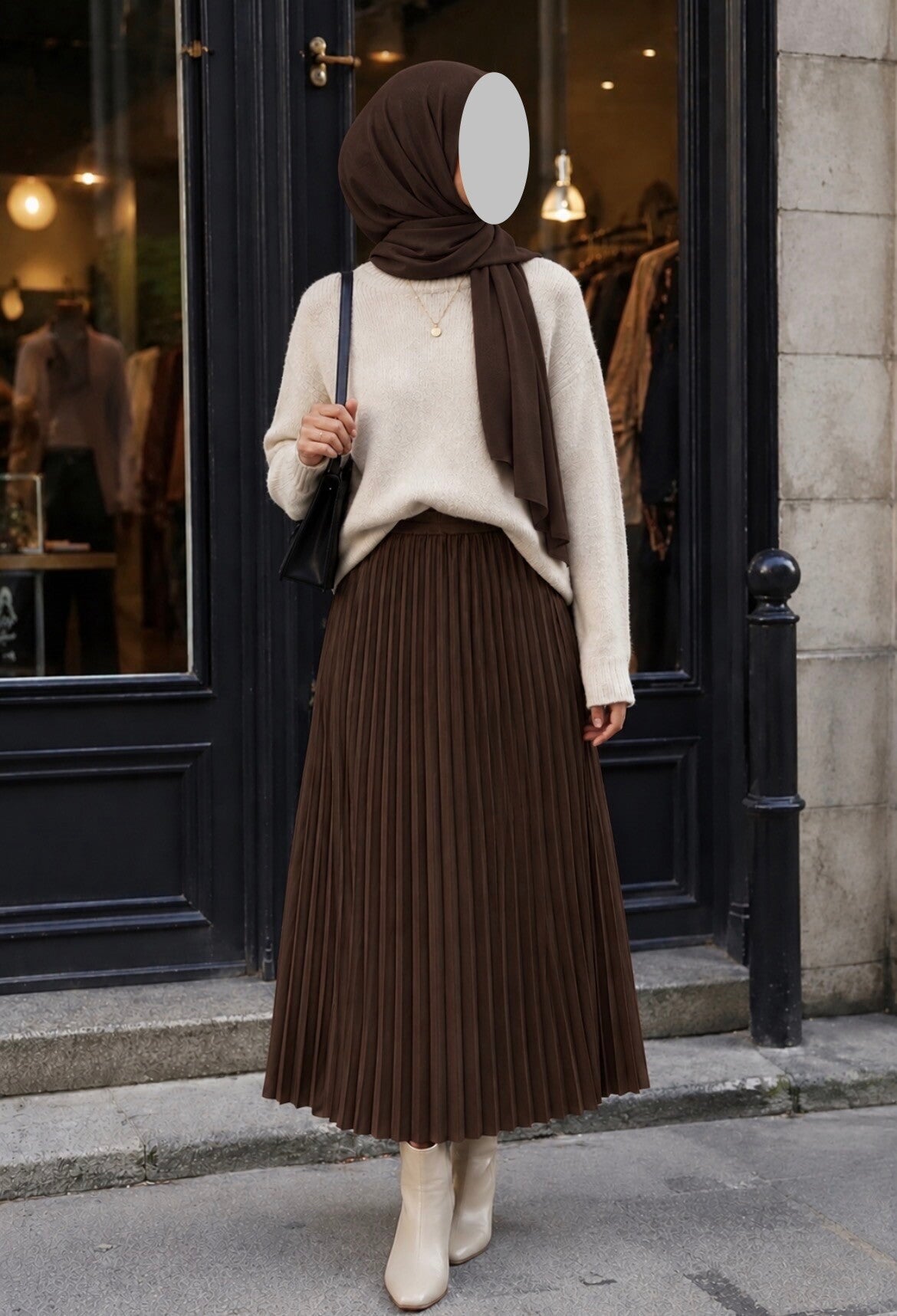 Satijnen Plisse rok Brown